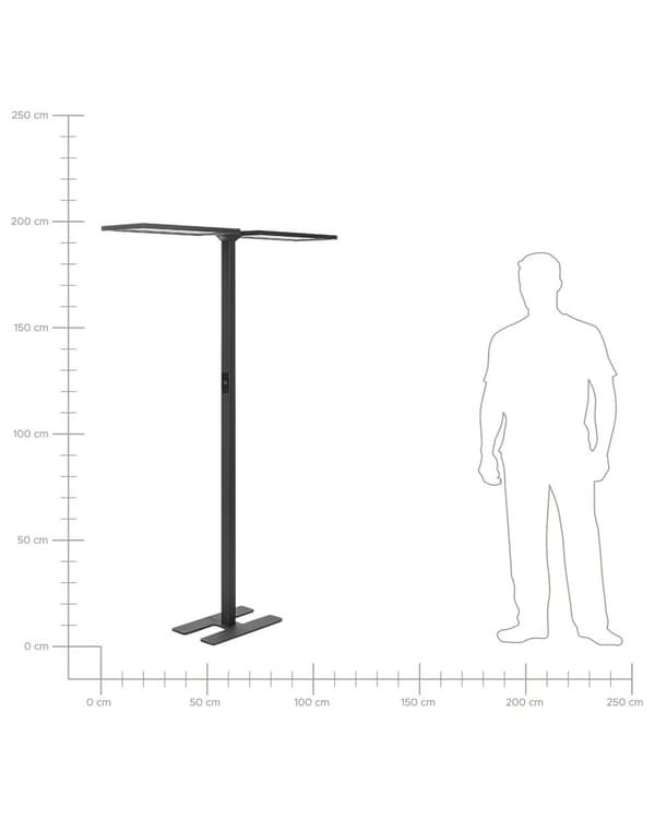 LED-golvlampa Svart Aluminium 196 cm Höjd Touch Switch Dimmer Rörelsesensor Modern 2-punktsbelysning Hemmakontor