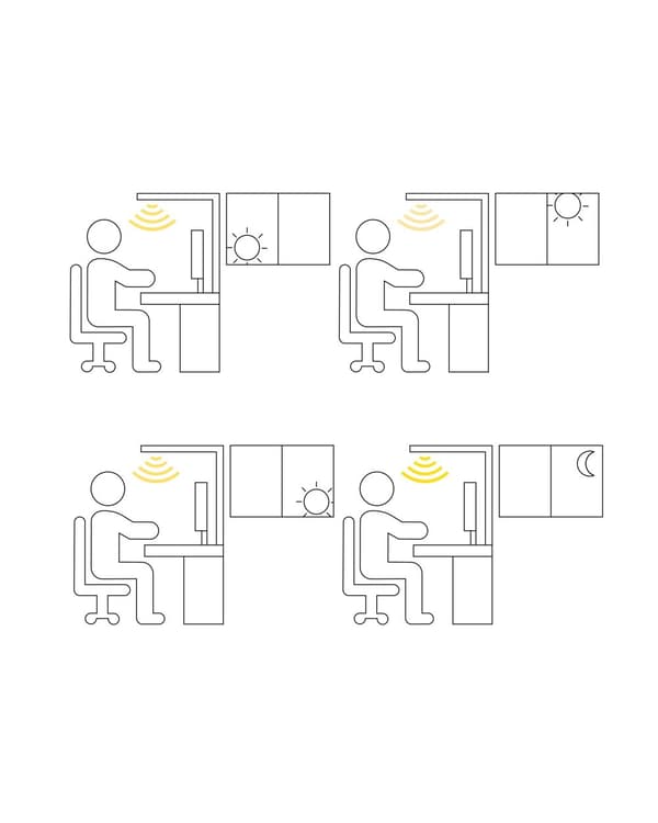 LED-golvlampa Svart Aluminium 196 cm Höjd Touch Switch Dimmer Rörelsesensor Modern 2-punktsbelysning Hemmakontor