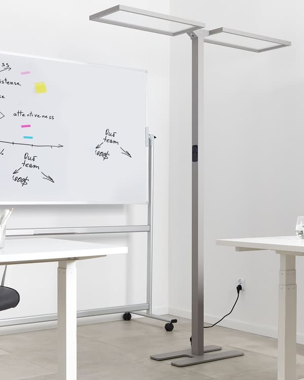 LED-golvlampa Silver Aluminium 196 cm Höjd Touch Switch Dimmer Rörelsesensor Modern 2-punktsbelysning Hemmakontor