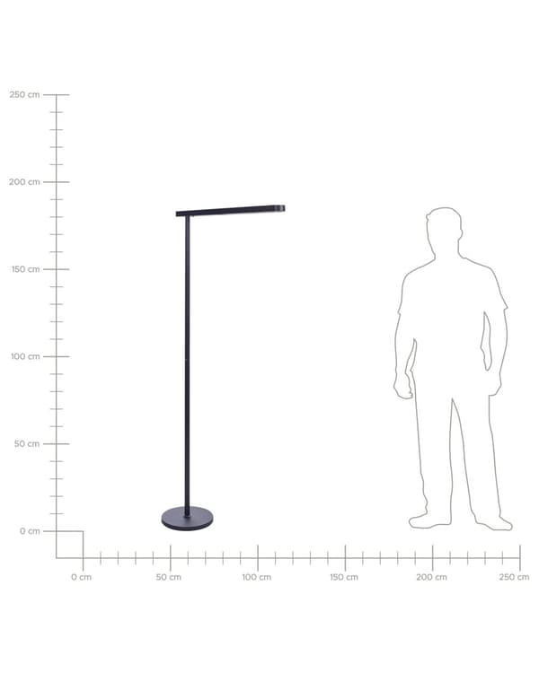 LED-golvlampa Svart Aluminium 186 cm Höjd Strömbrytare Modern Industriell Belysning Hemmakontor