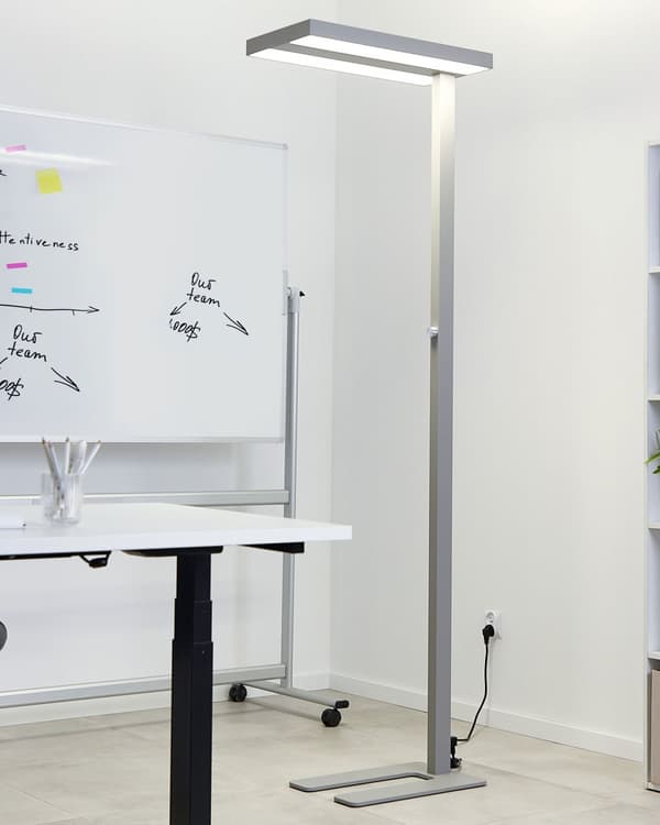 LED-golvlampa Silver Aluminium 197 cm Höjd Knopp Strömbrytare Dimning Modern Industriell Belysning Hemmakontor