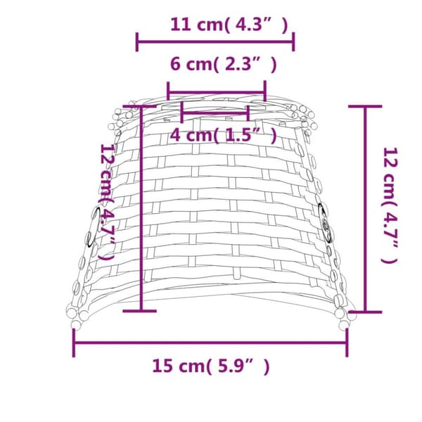vidaXL lampeskærm til loftlampe Ø15x12 cm flet brun