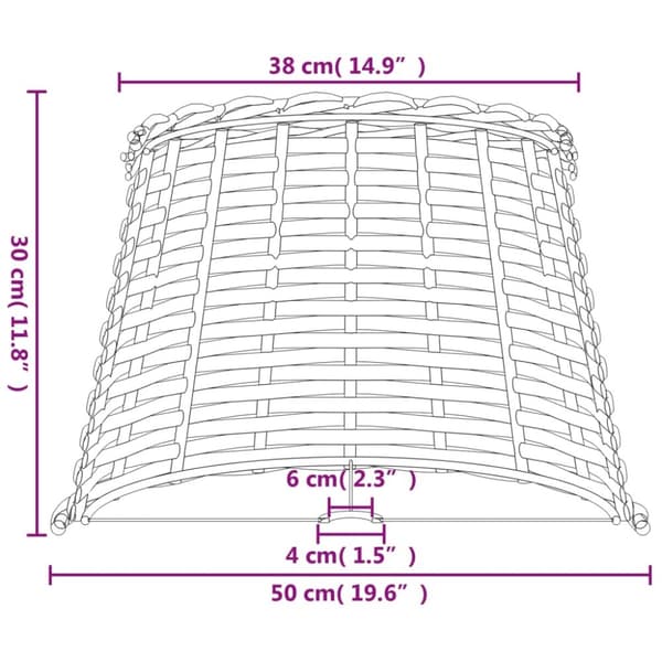 vidaXL Lampeskjerm hvit Ø50x30 cm flettet