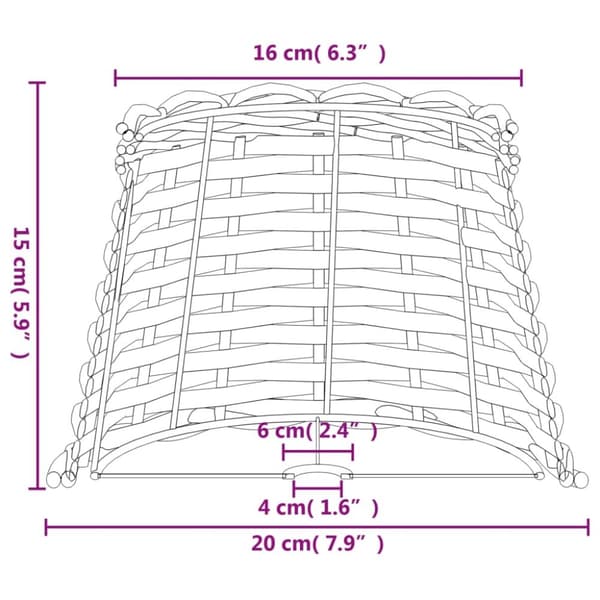 vidaXL Lampunvarjostin ruskea Ø20x15 cm paju