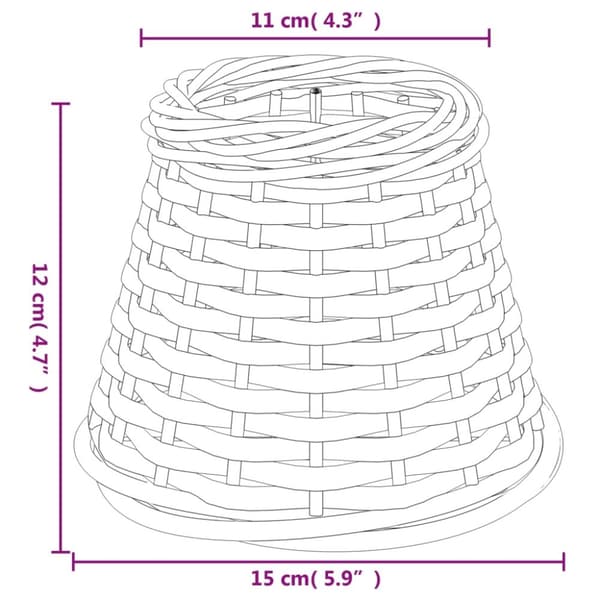 vidaXL Lampskärm vit Ø15x12 cm korgmaterial