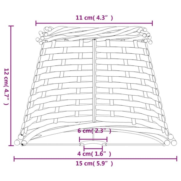 vidaXL Lampskärm vit Ø15x12 cm korgmaterial