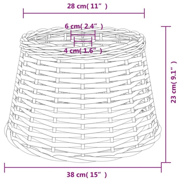 vidaXL Taklampeskjerm hvit Ø38x23 cm flettet