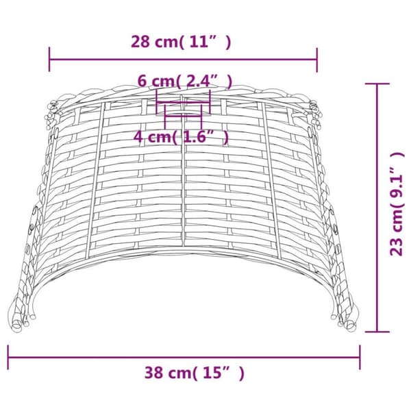 vidaXL Taklampeskjerm hvit Ø38x23 cm flettet