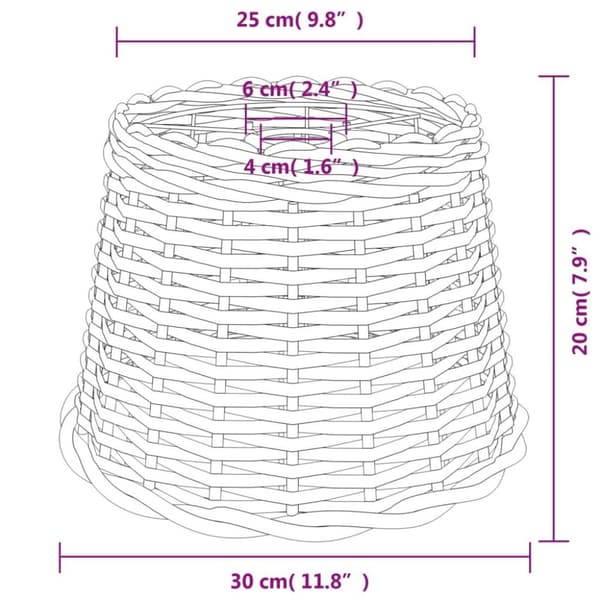 vidaXL Taklampeskjerm brun Ø30x20 cm flettet