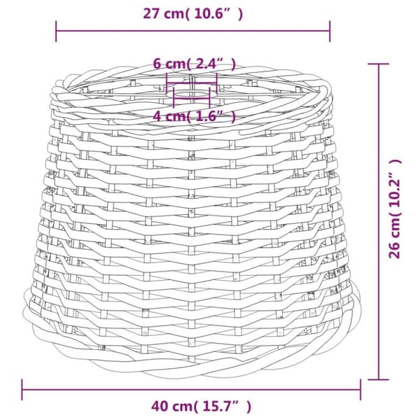 vidaXL Kattovalaisimen varjostin valkoinen Ø40x26 cm paju