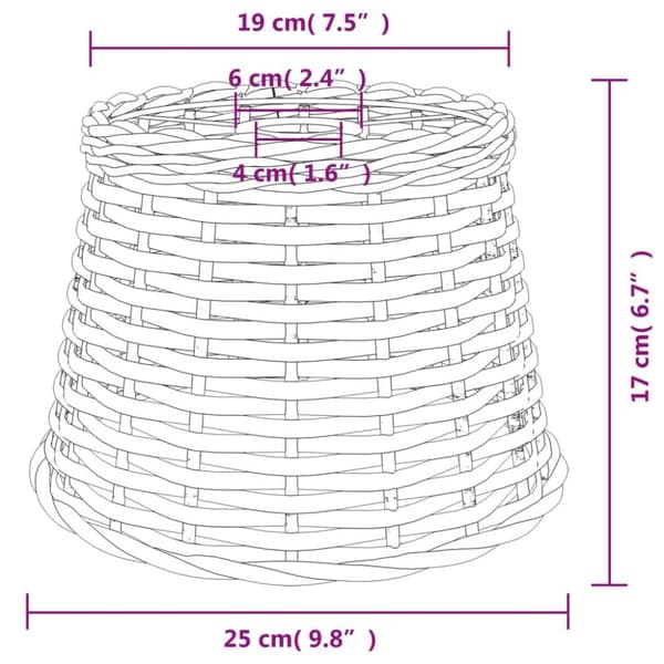 vidaXL Taklampeskjerm brun Ø25x17 cm flettet