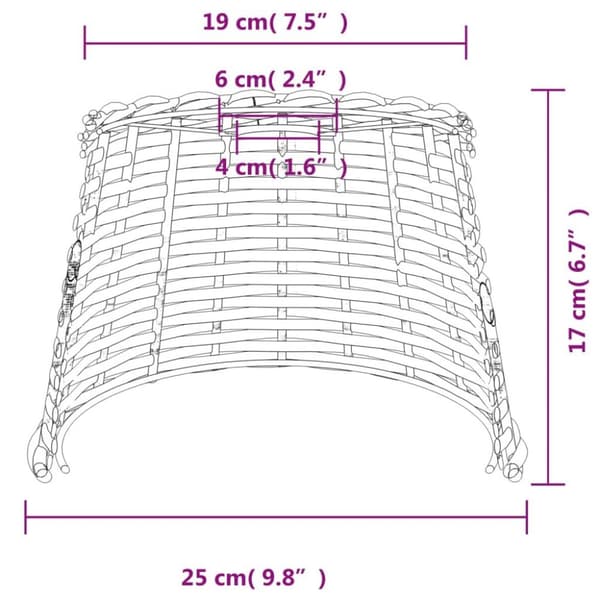 vidaXL Taklampeskjerm brun Ø25x17 cm flettet