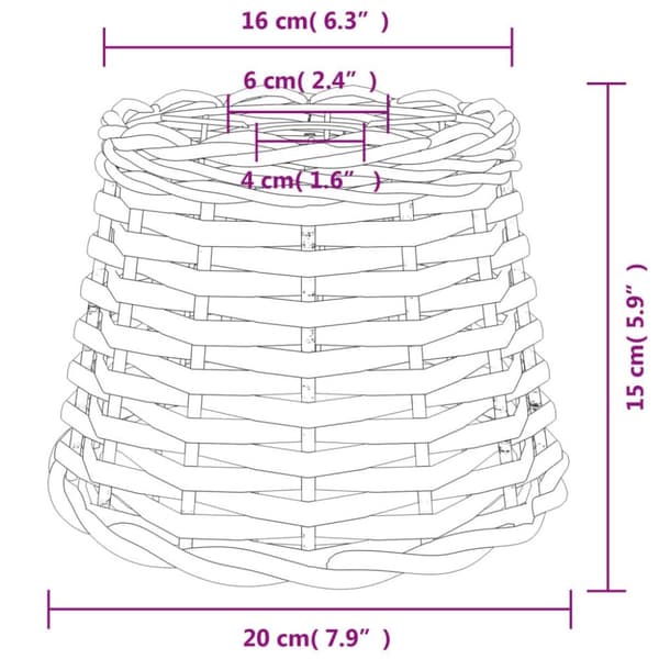 vidaXL Taklampeskjerm hvit Ø20x15 cm flettet