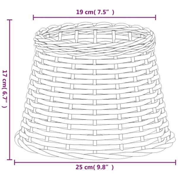 vidaXL Lampskärm brun Ø25x17 cm korgmaterial
