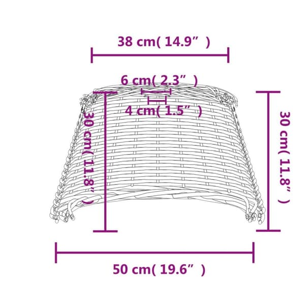 vidaXL Kattovalaisimen varjostin valkoinen Ø50x30 cm paju