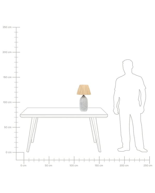 Bordslampa Grå Keramik 56 cm Naturlig Konformad Pappersskärm Sängbord Vardagsrum Sovrum Belysning