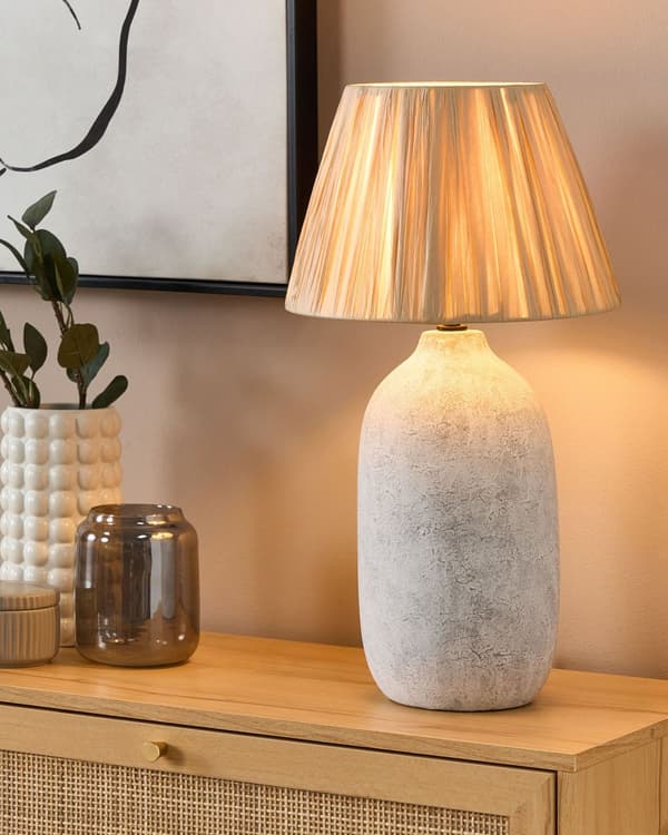 Bordslampa Grå Keramik 56 cm Naturlig Konformad Pappersskärm Sängbord Vardagsrum Sovrum Belysning