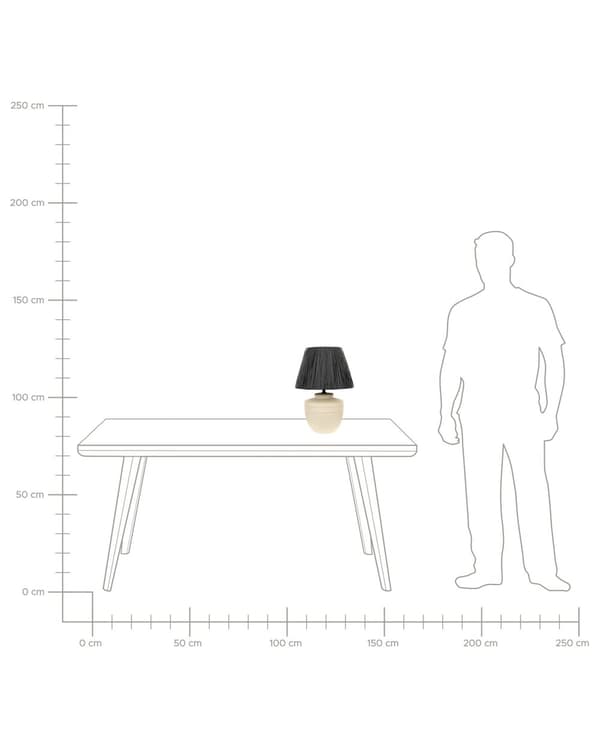 Bordslampa Beige Keramik 44 cm Svart Pappersskärm Sängbord Vardagsrum Sovrum Belysning