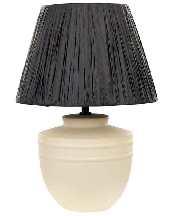 Bordslampa Beige Keramik 44 cm Svart Pappersskärm Sängbord Vardagsrum Sovrum Belysning