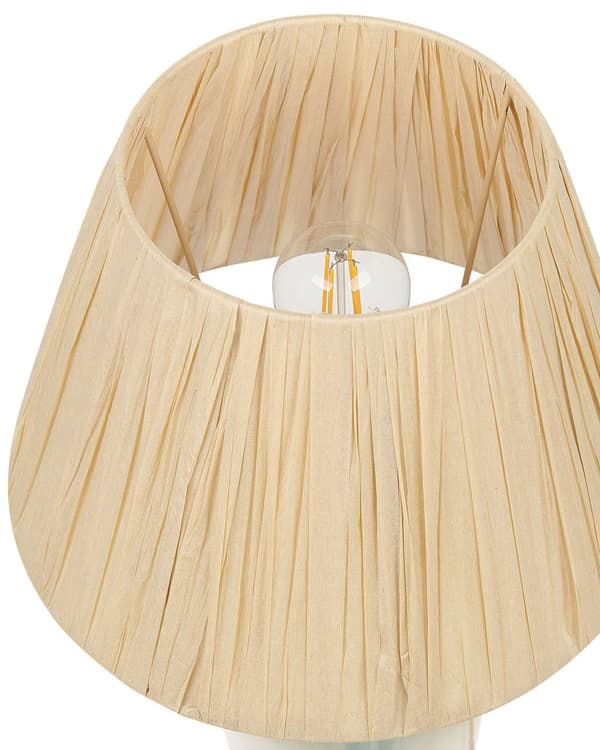 Bordslampa Grön och Vit Keramik 53 cm Naturlig Pappersskärm Sängbord Vardagsrum Sovrum Belysning
