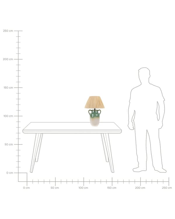 Bordslampa Grön och Vit Keramik 53 cm Naturlig Pappersskärm Sängbord Vardagsrum Sovrum Belysning