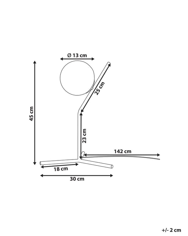 Bordslampa Vit och svart Glasskärm Järnstång 45 cm Ram Enkel Ljus Modern Design Heminredning Tillbehör Vardagsrum