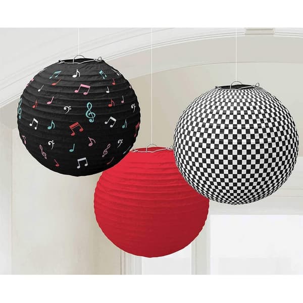 Amscan 50s Classic Paper Lantern (Pack of 3) Red/Black/White One Size