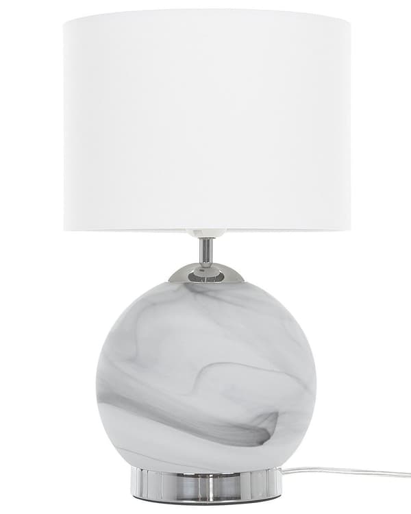 Bordslampa i Vitt Rund Lampskärm Elegant Bas