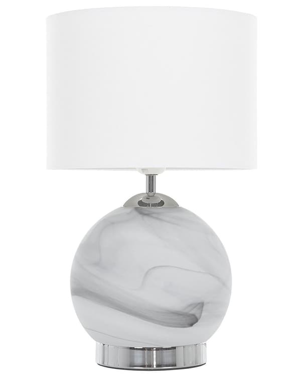 Bordslampa i Vitt Rund Lampskärm Elegant Bas