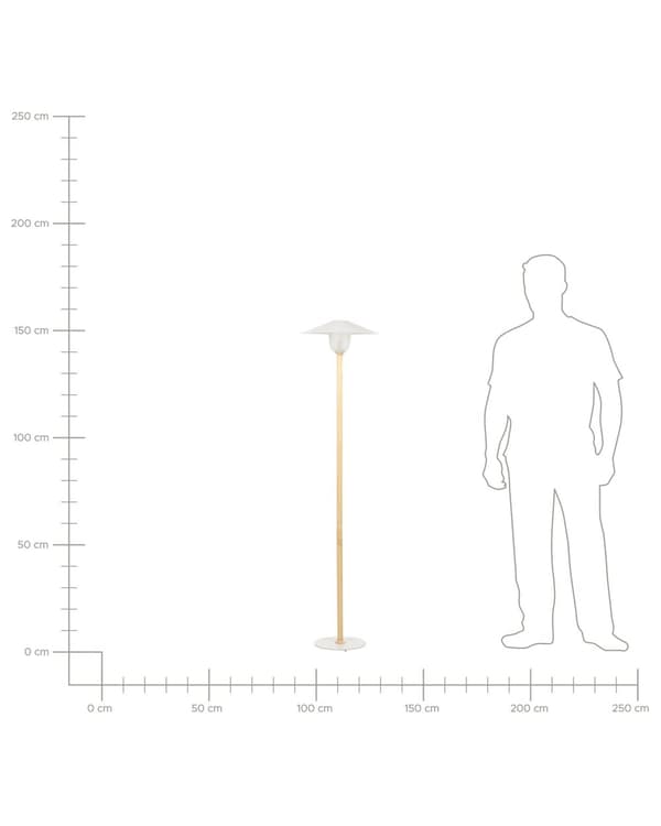 Golvlampa Vit Metallskärm Ek Träram Minimalistisk Skandinavisk Stil Vardagsrum Sovrum