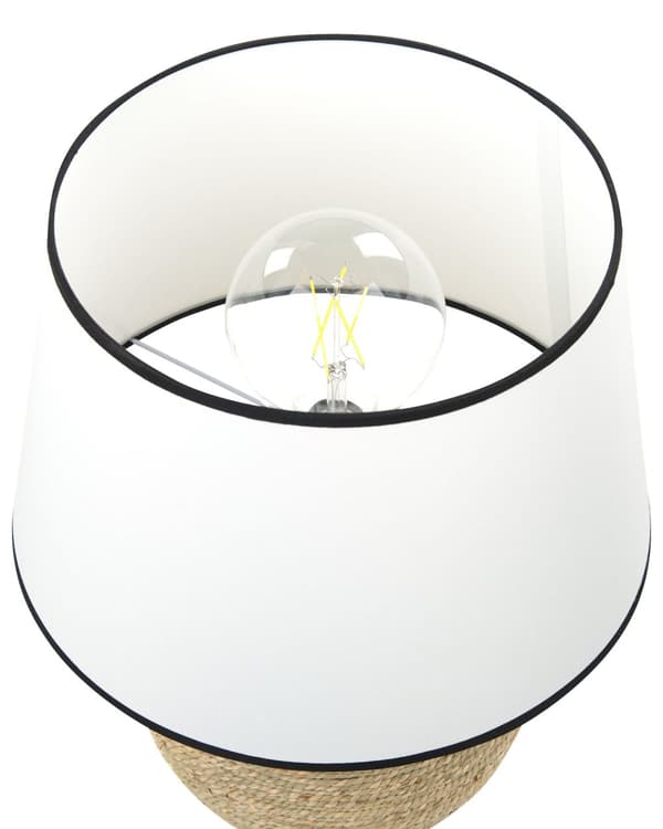 Bordslampa Sockel i Naturligt Rep av Halm Vit skärm i Tyg Vardagsrum Sovrum Hall