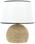 Miniatyrbild 1 av 9: Bordslampa Sockel i Naturligt Rep av Halm Vit skärm i Tyg Vardagsrum Sovrum Hall