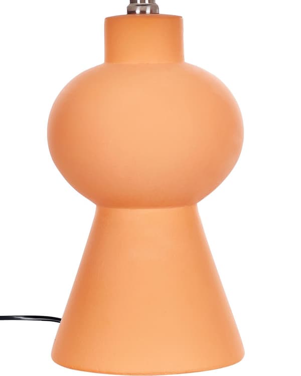 Bordslampa Orange Keramisk Sockel Linne Trumformad Skärm Minimalistisk Design