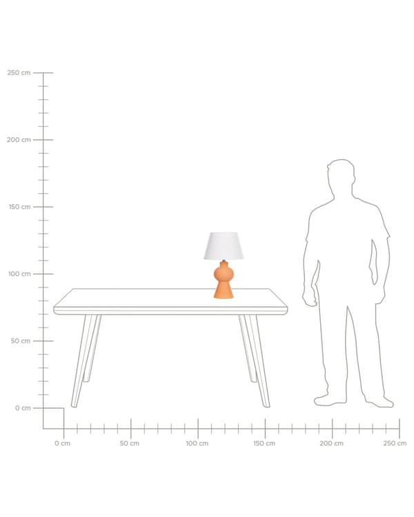 Bordslampa Orange Keramisk Sockel Linne Trumformad Skärm Minimalistisk Design