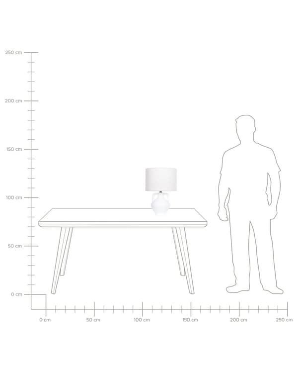 Bordslampa Sockel i vit keramik Trumformad skärm i linne Minimalistisk design