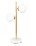 Miniatyrbild 1 av 9: Bordslampa Guld Glasskärm Järnstång Ram Dubbel Ljus Modern Design Heminredning Vardagsrum