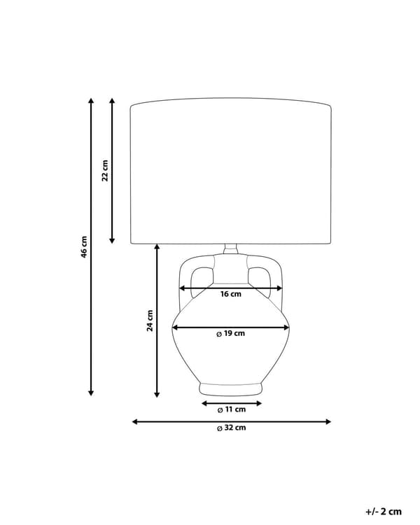 Bordslampa Sockel i orange keramik Trumformad skärm i linne Minimalistisk design