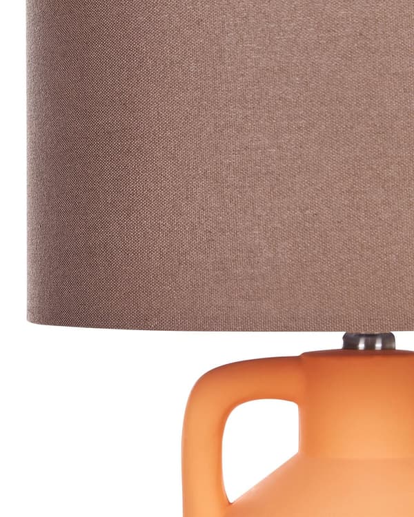 Bordslampa Sockel i orange keramik Trumformad skärm i linne Minimalistisk design