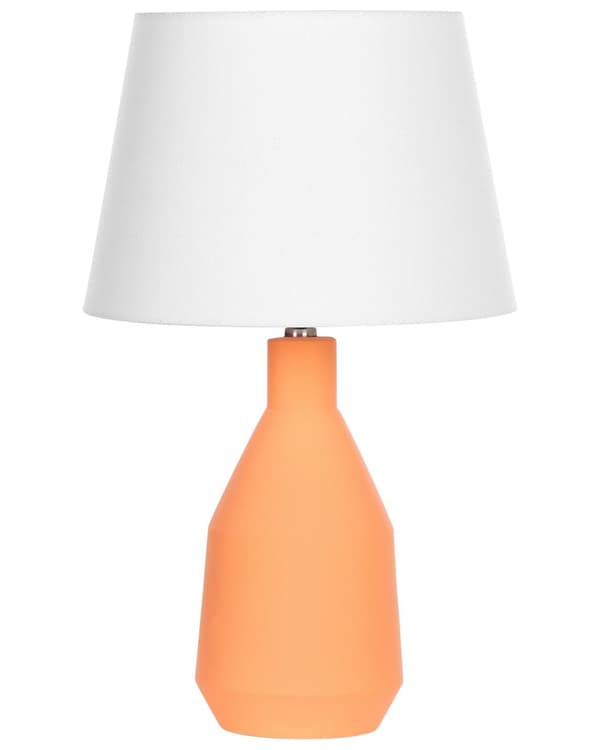 Bordslampa Orange Keramisk Bas Linne Skärm 53 cm Tyg Trumformad Vit Sängbord Vardagsrum Sovrum Belysning Traditionell