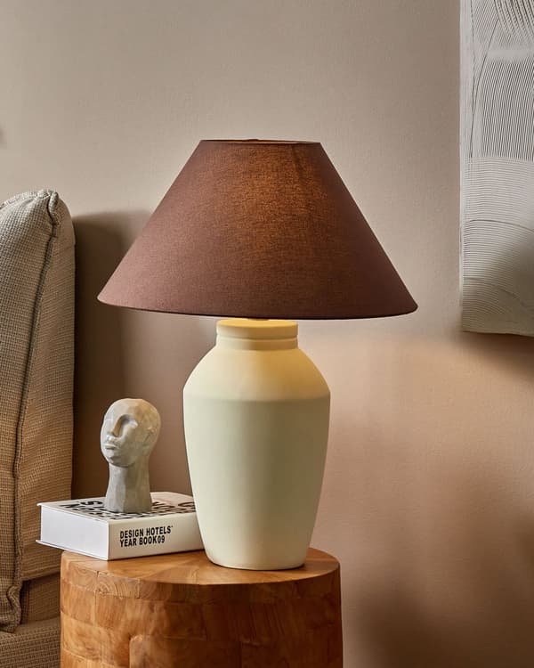 Bordslampa Beige Keramisk Bas Linne Skärm 52 cm Tyg Trumma Svart Sängbord Vardagsrum Sovrum Belysning Traditionell