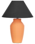 Miniatyrbild 1 av 9: Bordslampa Orange Keramisk Bas Linne Skärm 52 cm Tyg Trumma Svart Sängbord Vardagsrum Sovrum Belysning Traditionell