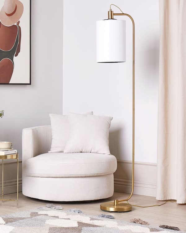 Golvlampa Vit Linneskärm Kopparfärg Metallfot 46 cm Tyg Sängbelysning Skrivbordsbelysning Modern Industriell Sovrum Kontor