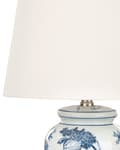 Miniatyrbild 6 av 9: Nattduksbordslampa Vit och Blå Porslinsfot med Linneskärm Trumformad 54 cm Klassisk Stil Vardagsrum Sovrum