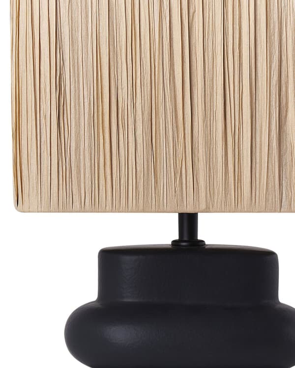 Bordslampa Svart och Naturlig Keramik Pappersmassa Rektangulär Lampskärm Minimalistisk Design Sovrum Vardagsrum
