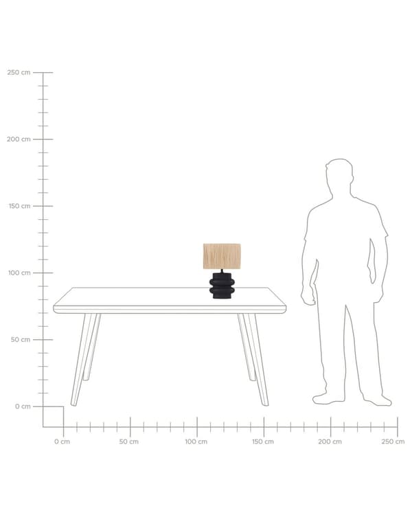 Bordslampa Svart och Naturlig Keramik Pappersmassa Rektangulär Lampskärm Minimalistisk Design Sovrum Vardagsrum