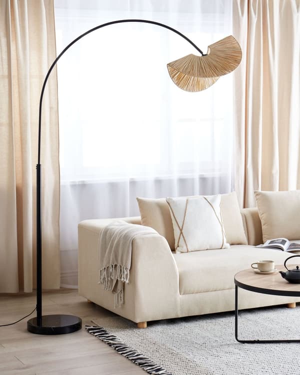 Golvlampa Naturlig Pappersmassa Strukturerad Skärm Japandi Naturlig Stil Kök Sovrum Matsal Vardagsum