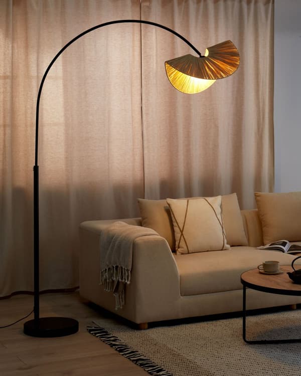 Golvlampa Naturlig Pappersmassa Strukturerad Skärm Japandi Naturlig Stil Kök Sovrum Matsal Vardagsum