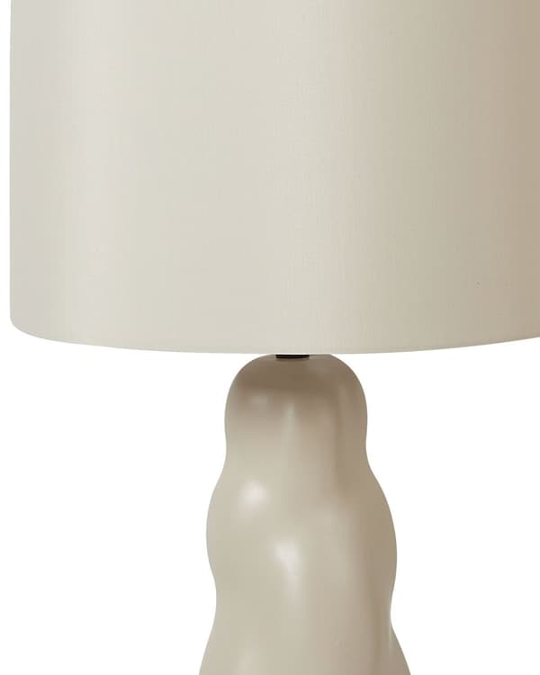 Bordslampa Beige keramik 30 x 30 x 51 cm Beige konformad skärm Sängbord Vardagsrum Sovrum Belysning Modern Minimalistisk