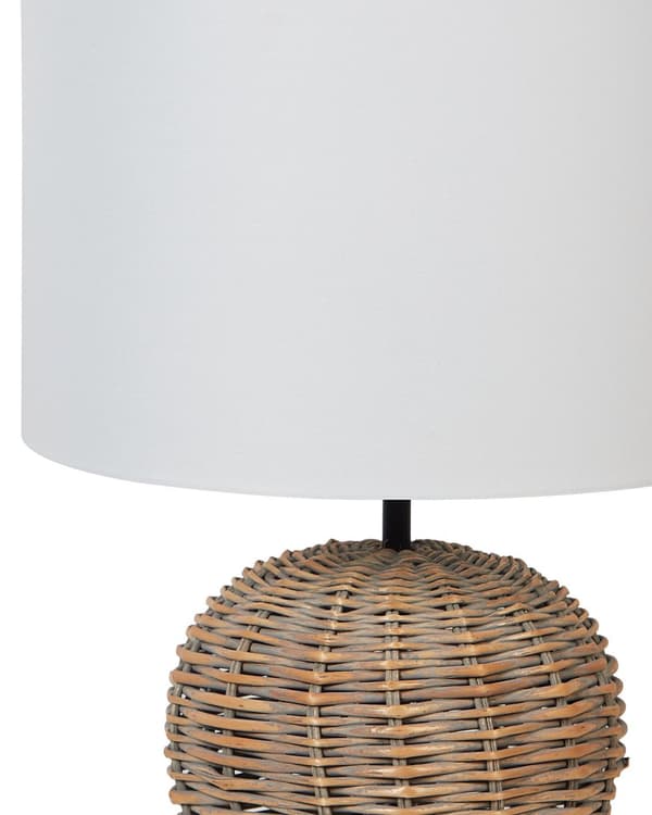 Bordslampa Rotting Ljus Tygskärm 30 x 30 x 49 cm Naturlig Nattduksbordslampa Ambientbelysning Boho Rustik stil Vardagsrum Sovrum