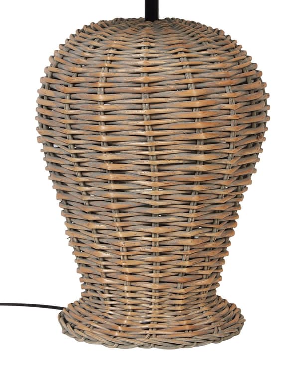 Bordslampa Rotting Ljus Tygskärm 30 x 30 x 49 cm Naturlig Nattduksbordslampa Ambientbelysning Boho Rustik stil Vardagsrum Sovrum